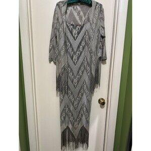 HARLOW DRESS AND JACKET SET SILVER METALLIC size 8